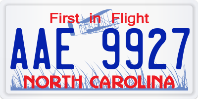 NC license plate AAE9927
