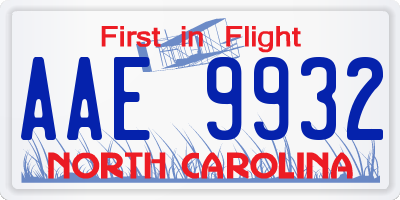 NC license plate AAE9932