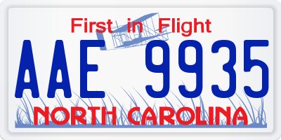 NC license plate AAE9935