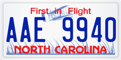 NC license plate AAE9940