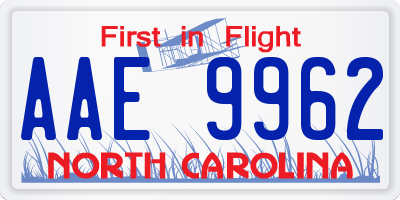 NC license plate AAE9962