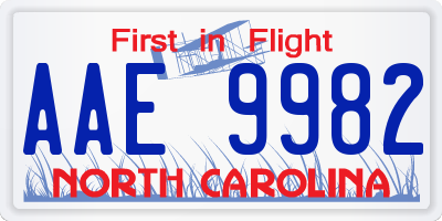 NC license plate AAE9982