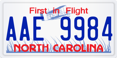 NC license plate AAE9984