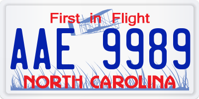 NC license plate AAE9989