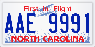 NC license plate AAE9991