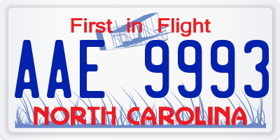 NC license plate AAE9993