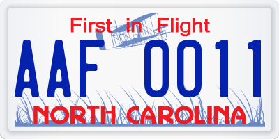 NC license plate AAF0011