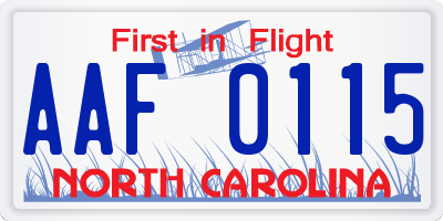 NC license plate AAF0115