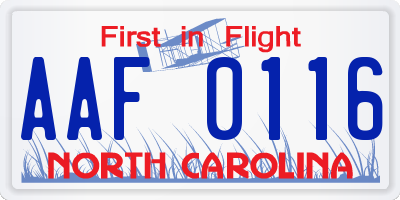 NC license plate AAF0116