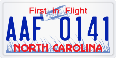 NC license plate AAF0141