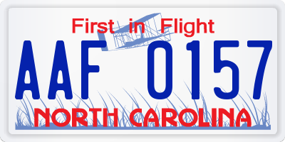 NC license plate AAF0157