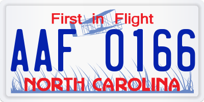 NC license plate AAF0166