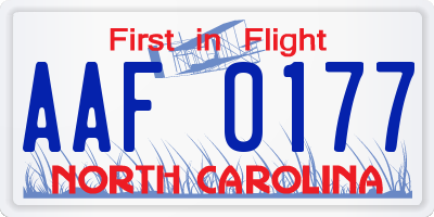 NC license plate AAF0177