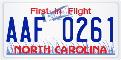 NC license plate AAF0261