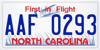 NC license plate AAF0293