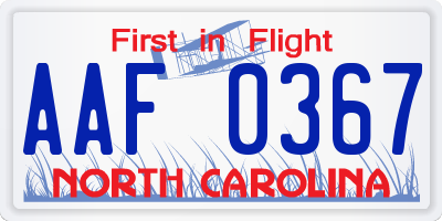 NC license plate AAF0367