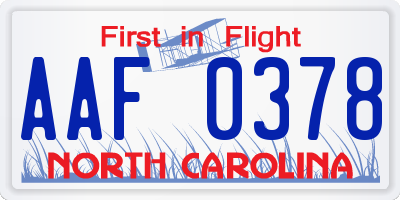 NC license plate AAF0378