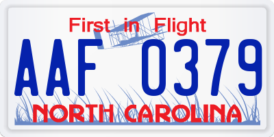 NC license plate AAF0379