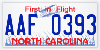 NC license plate AAF0393