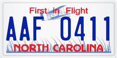 NC license plate AAF0411