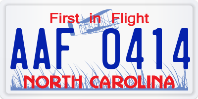NC license plate AAF0414