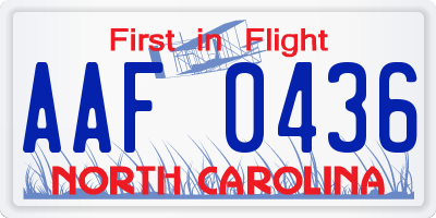 NC license plate AAF0436