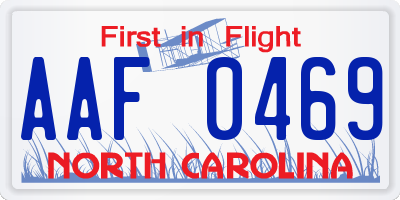 NC license plate AAF0469