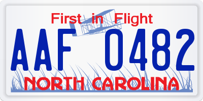 NC license plate AAF0482