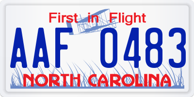 NC license plate AAF0483