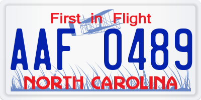 NC license plate AAF0489