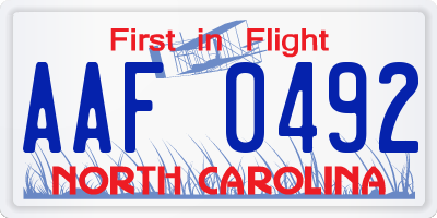 NC license plate AAF0492