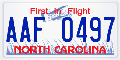 NC license plate AAF0497
