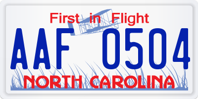 NC license plate AAF0504