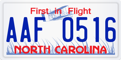 NC license plate AAF0516