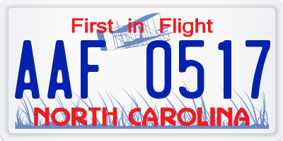 NC license plate AAF0517