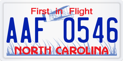 NC license plate AAF0546