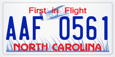 NC license plate AAF0561