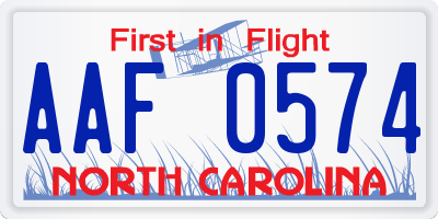 NC license plate AAF0574