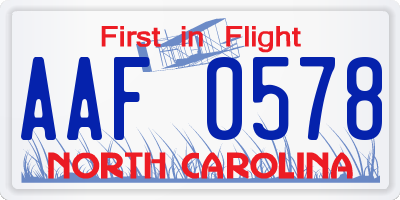 NC license plate AAF0578
