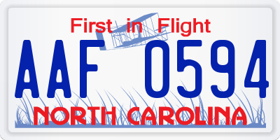 NC license plate AAF0594