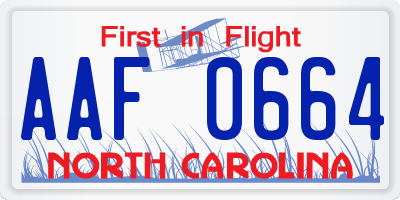 NC license plate AAF0664