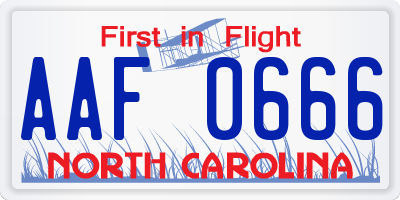 NC license plate AAF0666