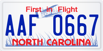 NC license plate AAF0667