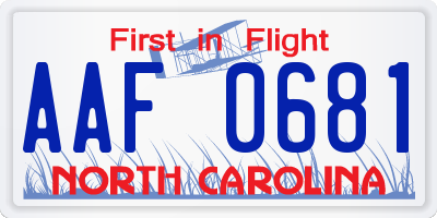NC license plate AAF0681