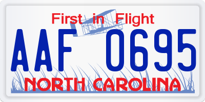 NC license plate AAF0695