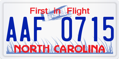 NC license plate AAF0715