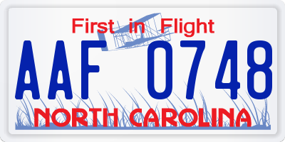 NC license plate AAF0748