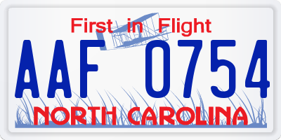 NC license plate AAF0754