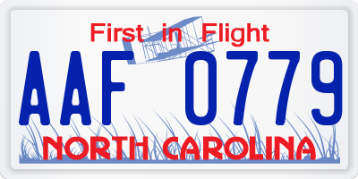 NC license plate AAF0779