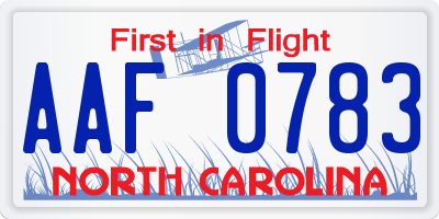 NC license plate AAF0783